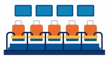 Accessible Seating A ferry interior showing rows of comfortable seating designed for passengers with mobility challenges featuring removable armrests for easier access.. vector
