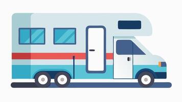 Accessible Recreational Vehicle A modified RV with a ramp and spacious interior providing a comfortable camping experience for individuals with disabilities.. vector