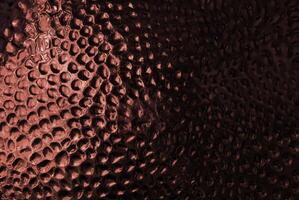 Abstract close-up of a copper-textured surface with circular patterns. photo