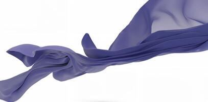 A smooth flowing purple fabric elegantly draped against a white background, creating a dynamic and abstract visual effect photo