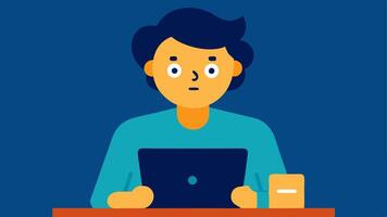 a person using it with a look of curiosity on their face as they explore.. vector