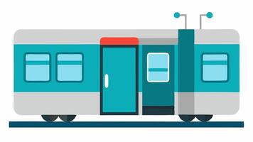 Accessible Train Car A side view showing a train car with an accessible entrance that features double doors wide enough for a wheelchair along with bright clear signage indicating. vector