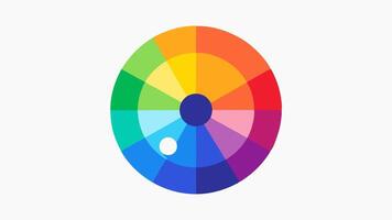 Color Wheel Interface An illustration of a vibrant color wheel with sliders underneath allowing users to select and adjust colors. Various shades radiate from the center showcasing. vector