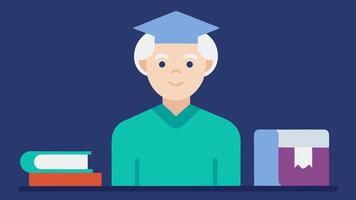 Elderly Learning An older adult attending a class demonstrating that learning is a continuous journey and age does not limit education.. vector