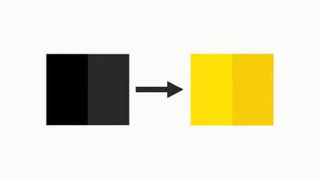 Color Contrast Two color swatches showing high contrast like black and yellow with an arrow emphasizing good readability.. vector