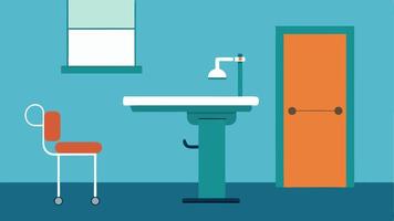 Adaptive Exam Room An exam room with an adjustableheight examination table surrounded by devices like grab bars and an accessible sink.. vector