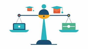Flexible Learning Options A balanced scale depicting various learning modes online inperson mentorship highlighting flexibility in development opportunities.. vector