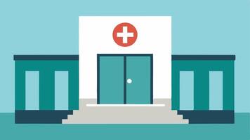 Accessible Medical Facilities An illustration of a building with a ramp wide doors and a sign indicating it is accessible for all emphasizing inclusivity in healthcare.. vector