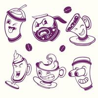 coffee retro illustration design line art vector