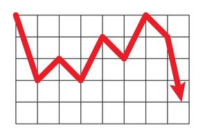 down arrow stock icon on white background. flat style. financial market crash icon for website design, app, UI. graph chart downtrend symbol. chart going down sign. loss business marketing symbol vector