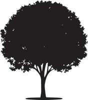 Tree with dense round silhouette graphic design vector