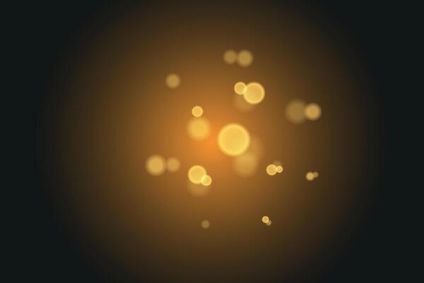 Beautiful yellow light effect on dark background, glare, beautiful diffused light, bokeh effect