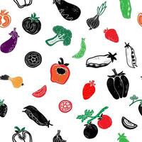 seamless pattern of vegetables and fruits vector