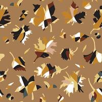 a brown and black pattern with leaves vector