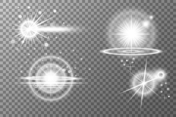 set of glowing light effects, stars, and light rays