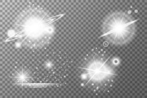 Set Light effect, Isolated flare, explosion glitter dust line solar flare spark star vector