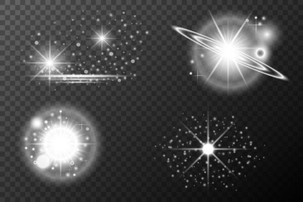 Set Light effect, Isolated flare, explosion glitter dust line solar flare spark star Sunlight