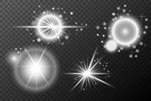set of white light effects on background vector