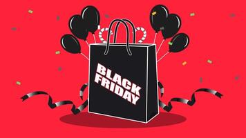 Black Friday sale concept with shopping bag and balloons illustration graphic design vector