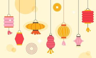 Chinese New Year web banner with paper lanterns vector