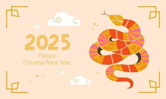 chinese new year banner. Year of the Snake. Poster, postcard, banner, background in flat style vector