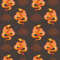 Year of the snake seamless pattern on dark background vector