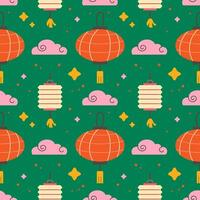 Seamless pattern with Chinese paper lanterns vector