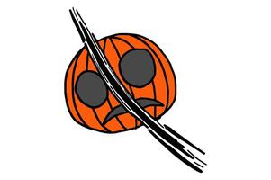 Halloween Pumpkin Head Slashed Into Two Pieces vector