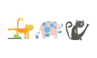 Funny animal characters in different situations Illustration vector