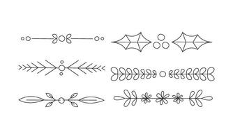 Collection of hand drawn line borders, retro decorative design elements, text dividers Illustration vector