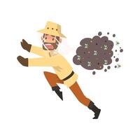 Beekeeper man running away from a swarm of bees, apiculture and beekeeping concept Illustration vector