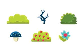 Summer nature landscape elements set, gaming environment, assets for GUI or web design Illustration vector