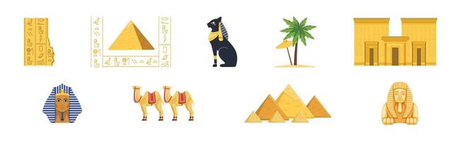 Egypt Symbols and Ancient Egyptian Object Set vector