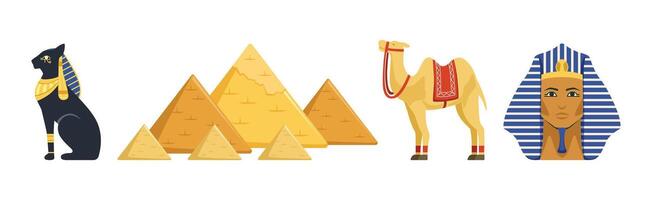 Egypt Symbols and Ancient Egyptian Object Set vector