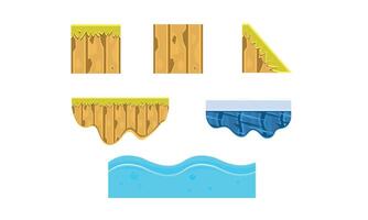 Ground, soil, ice, water, surface, gaming environment, landscape elements, platforms for mobile games, assets for GUI or web design Illustration vector