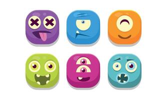 Collection of bright buttons emoticons with different emotions, emoji monsters Illustration vector
