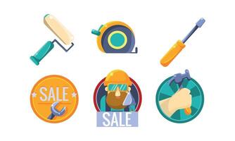 Hand tools for carpentry and home renovation, tools shop, store design elements Illustration isolated on a white background. vector