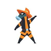 Fireman in a protective mask, firefighter character in uniform Illustration on a white background vector