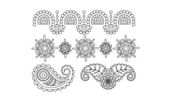 Elegance monochrome vintage design elements, abstract floral hand drawn mandala stylized ornaments Illustration vector