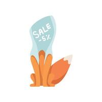 Fox and plastic bag, global environmental problem, ecological disaster Illustration on a white background vector