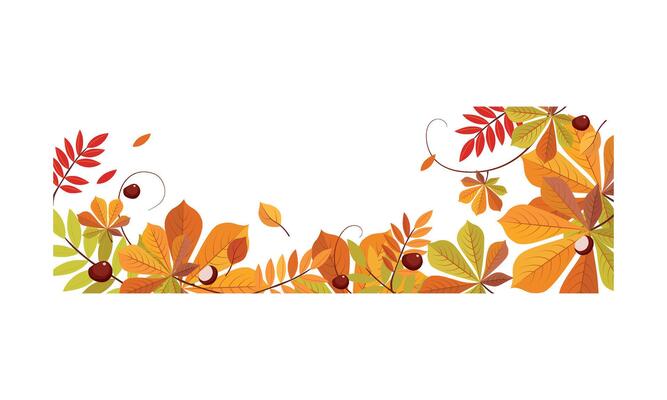 Autumn abstract background with space for text, banner with bright autumn leaves Illustration