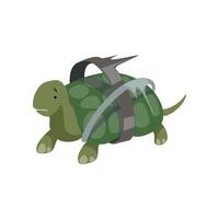 Turtle in plastic waste, global environmental problem, ecological disaster Illustration on a white background vector