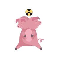 Animal mutation, radioactive contamination of the environment, ecological disaster Illustration on a white background vector