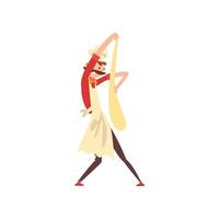 Pizza maker character kneading a dough, stage of preparing Italian pizza Illustration vector