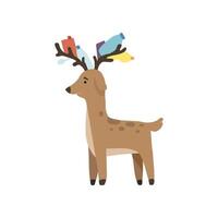 Deer with plastic trash in its horns, global environmental problem, ecological disaster Illustration on a white background vector