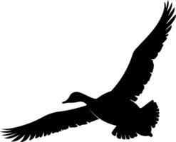 A white silhouette of a duck flying vector