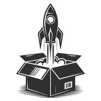 Fun Rocket Launch From Box Illustration vector