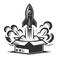 Rocket Launch From Box Icon Drawing vector