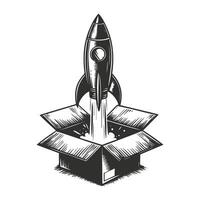 Rocket Launch Box Cartoon Icon Art vector
