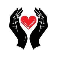 Silhouette Hands Holding A Heart Graphic vector